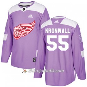 Män Ishockey Detroit Red Wings Tröja Niklas Kronwall 55 Adidas 2017-2018 Lila Fights Cancer Practice Authentic